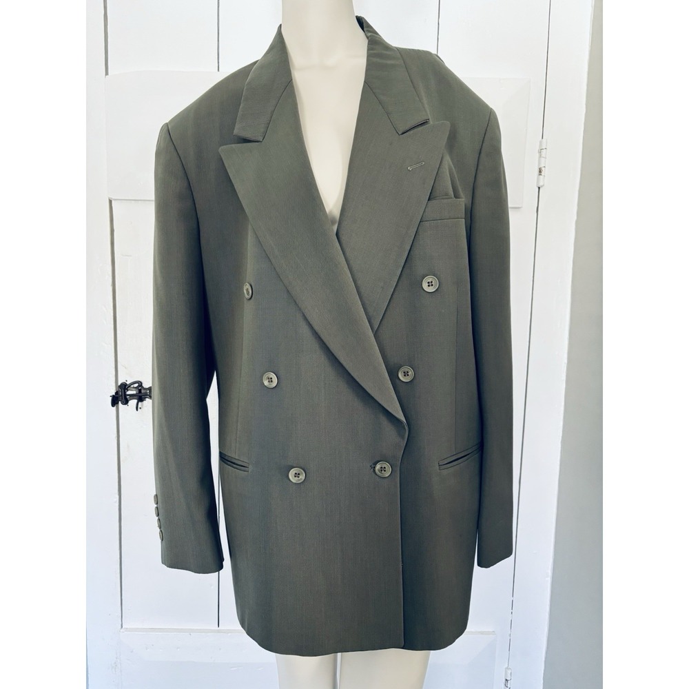6 Button Designer CITY STREETS Green Suit Jacket Blazer Sports Coat Wool Blend‎